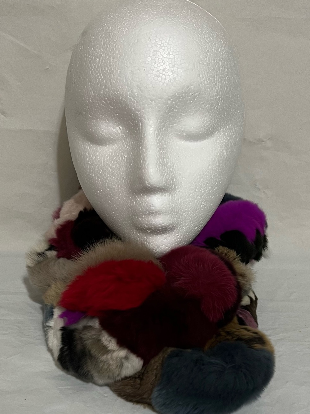 imoga Infinity Scarf Girls Multicolor Patchwork Rabbit Fur Winter Neck Rex